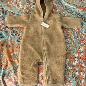 GAP Tan Footies One Piece with Hood and Zipper